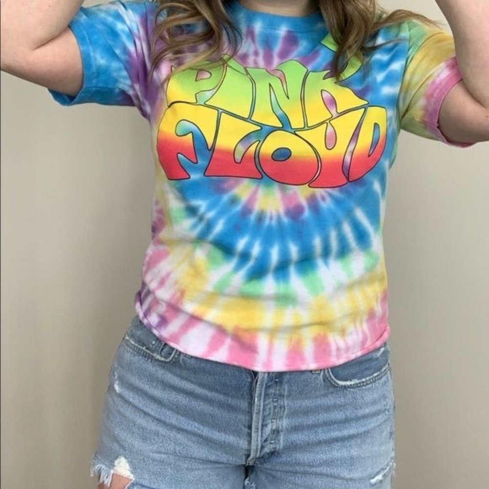 PINK FLOYD Tie Dye Band Retro Groovy‎ Graphic Tee Sz L